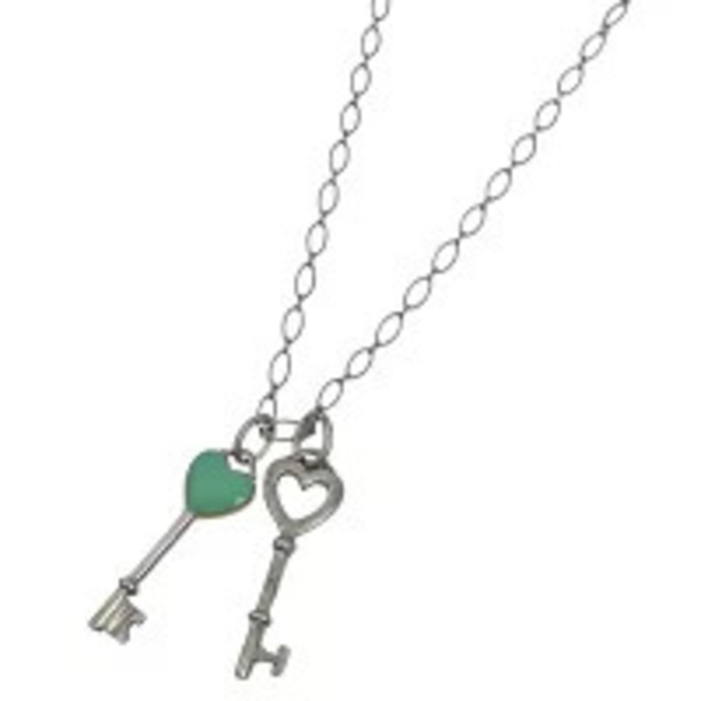 Tiffany Co Heart Key Necklace Pendant Sterling Silver